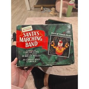 Mr. Christmas Santa's Marching Band Brass Bells Play 35 musical Carols Vtg 90s